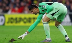 Courtois, sahadaki fareyle gündem oldu!