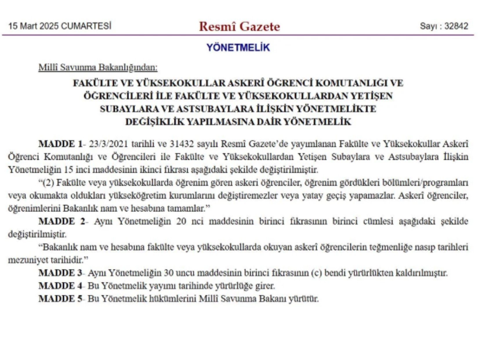 Askeri Öğrenciler Için Yeni Düzenleme! Yatay Geçiş Artık Yasaklandı 1