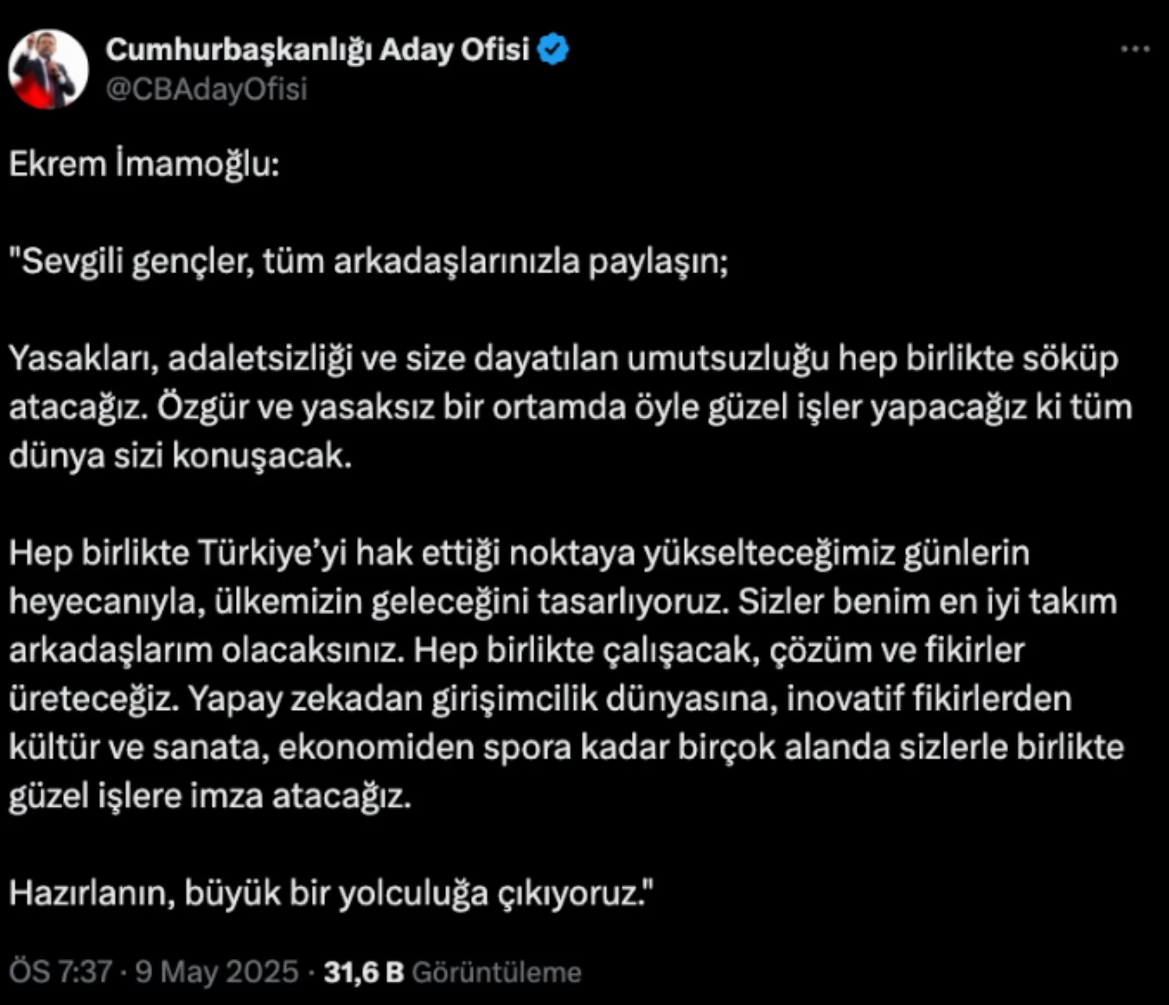Ekrem İmamoğlu'ndan Gençlere Çağrı 1