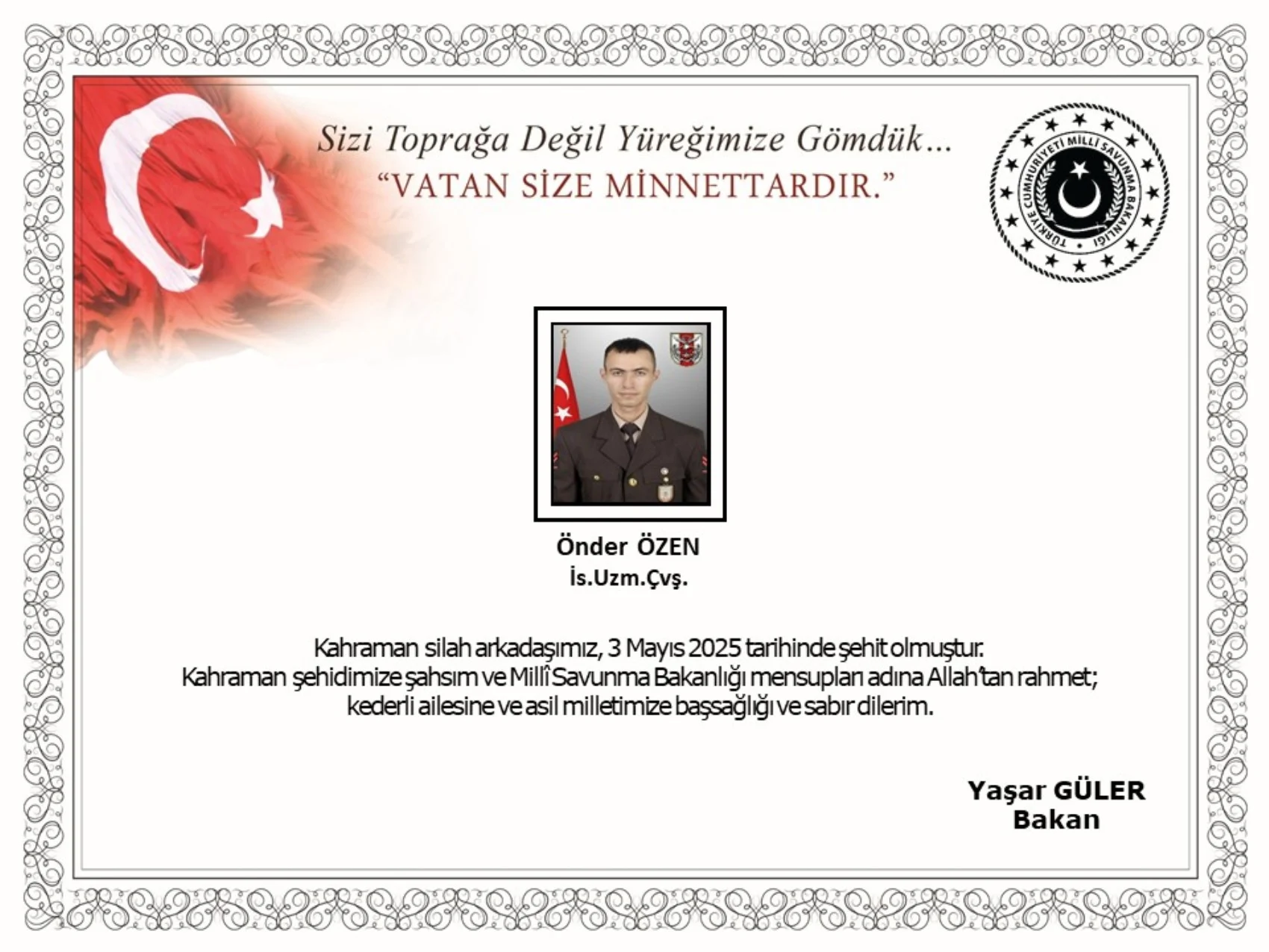 Uzman Çavuş Önder Özen Şehit Oldu 1